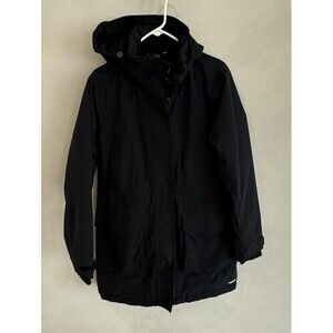 Lands’ End Women’s Black Hooded Winter Coat Jacket M Medium Zip Up Jacket Warm